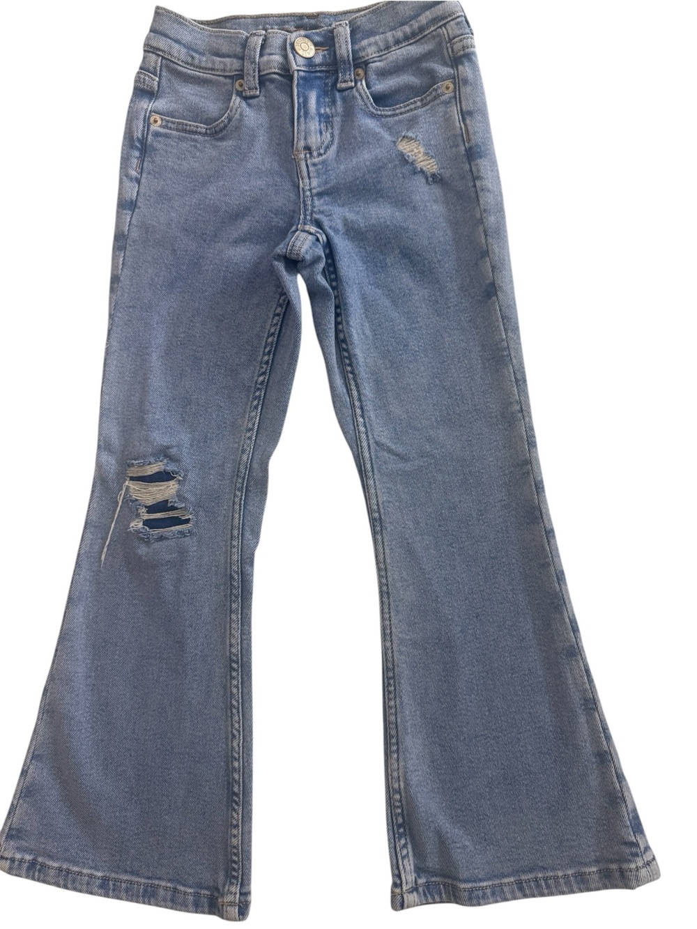 Light Blue girl Flared Ripped Jeans
